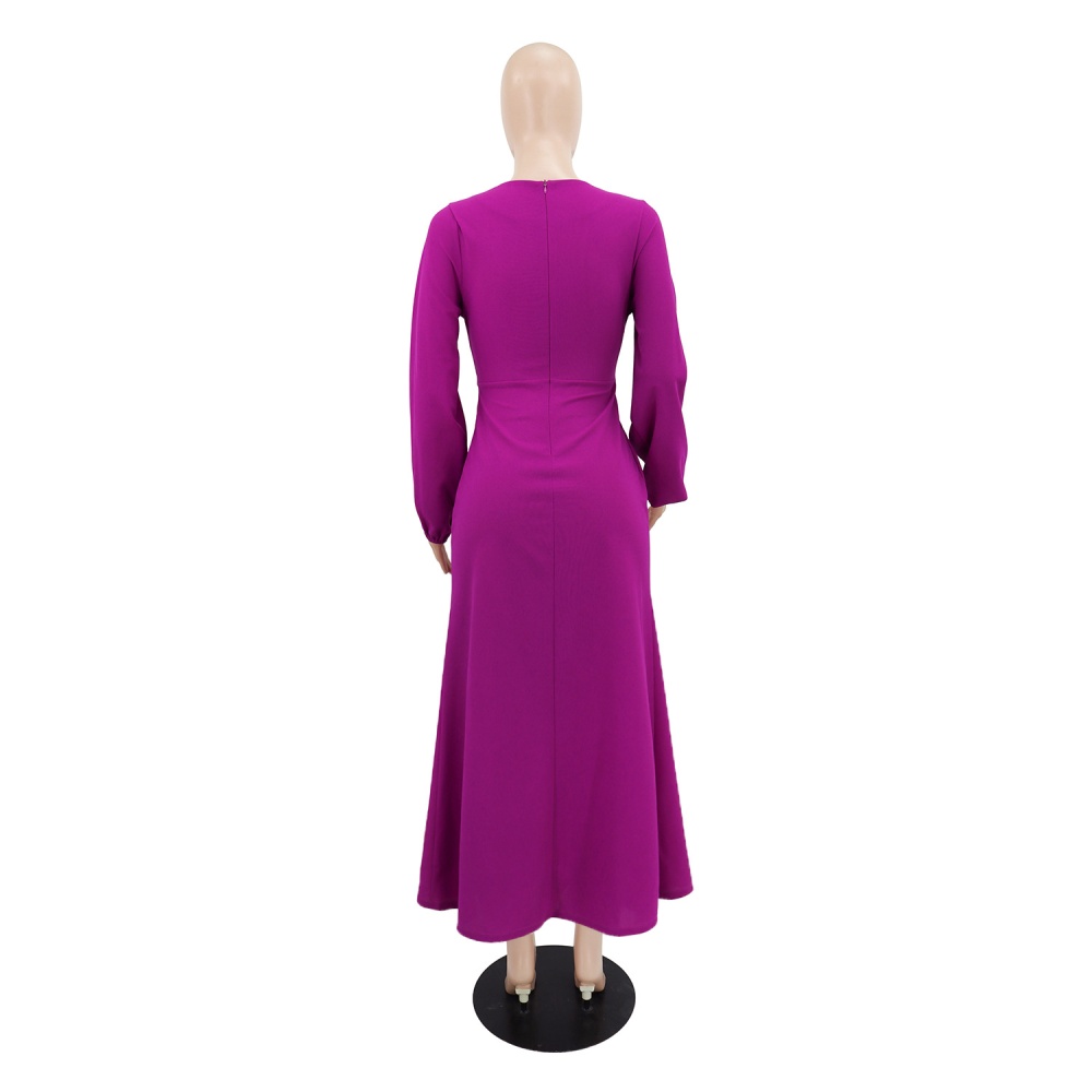 Pinched waist Casual long sleeve dress for women