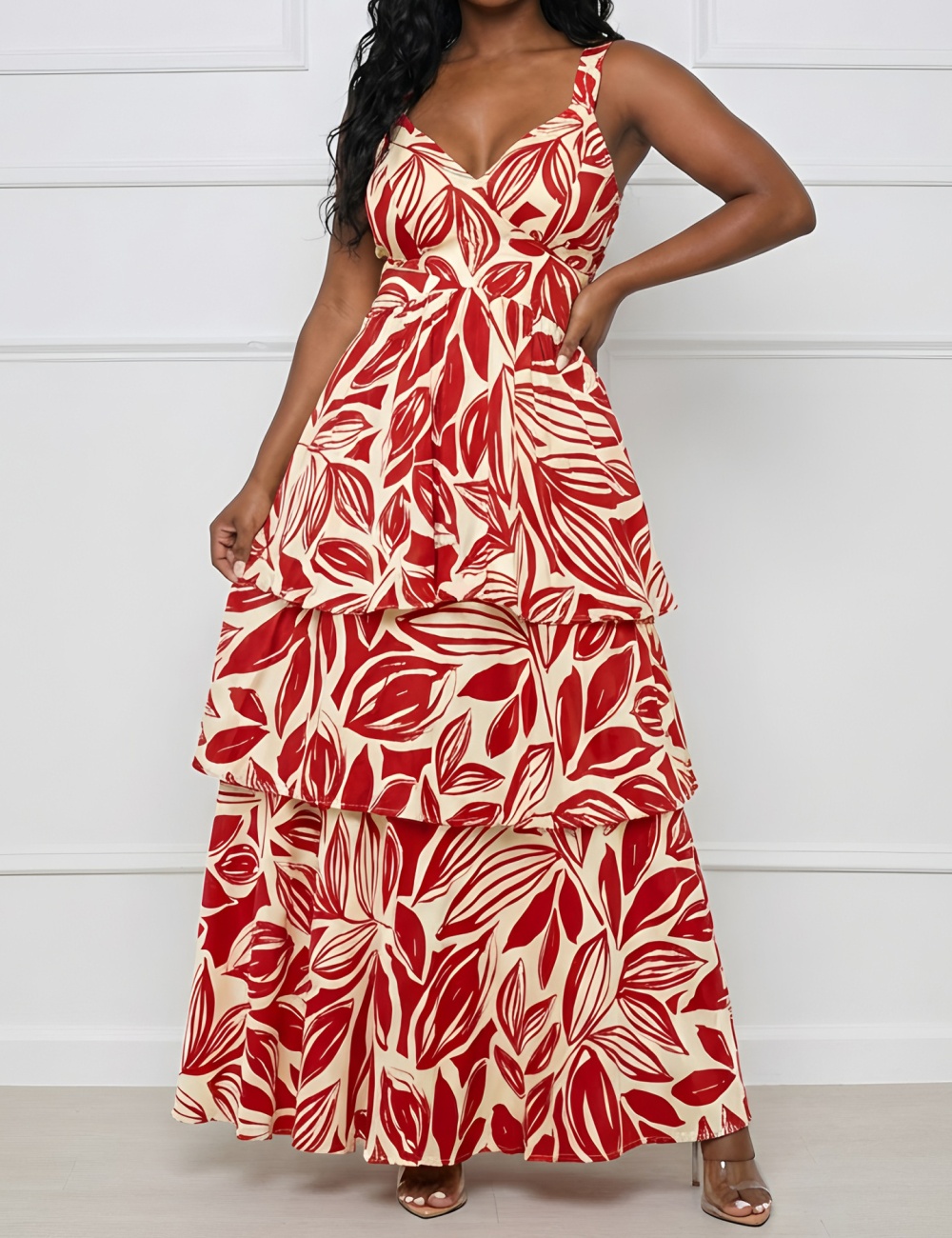 A-line elegant printing vacation Casual dress for women