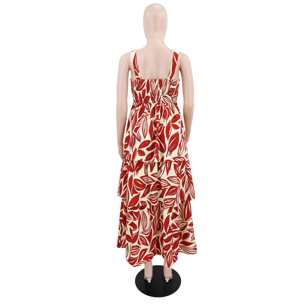 A-line elegant printing vacation Casual dress for women