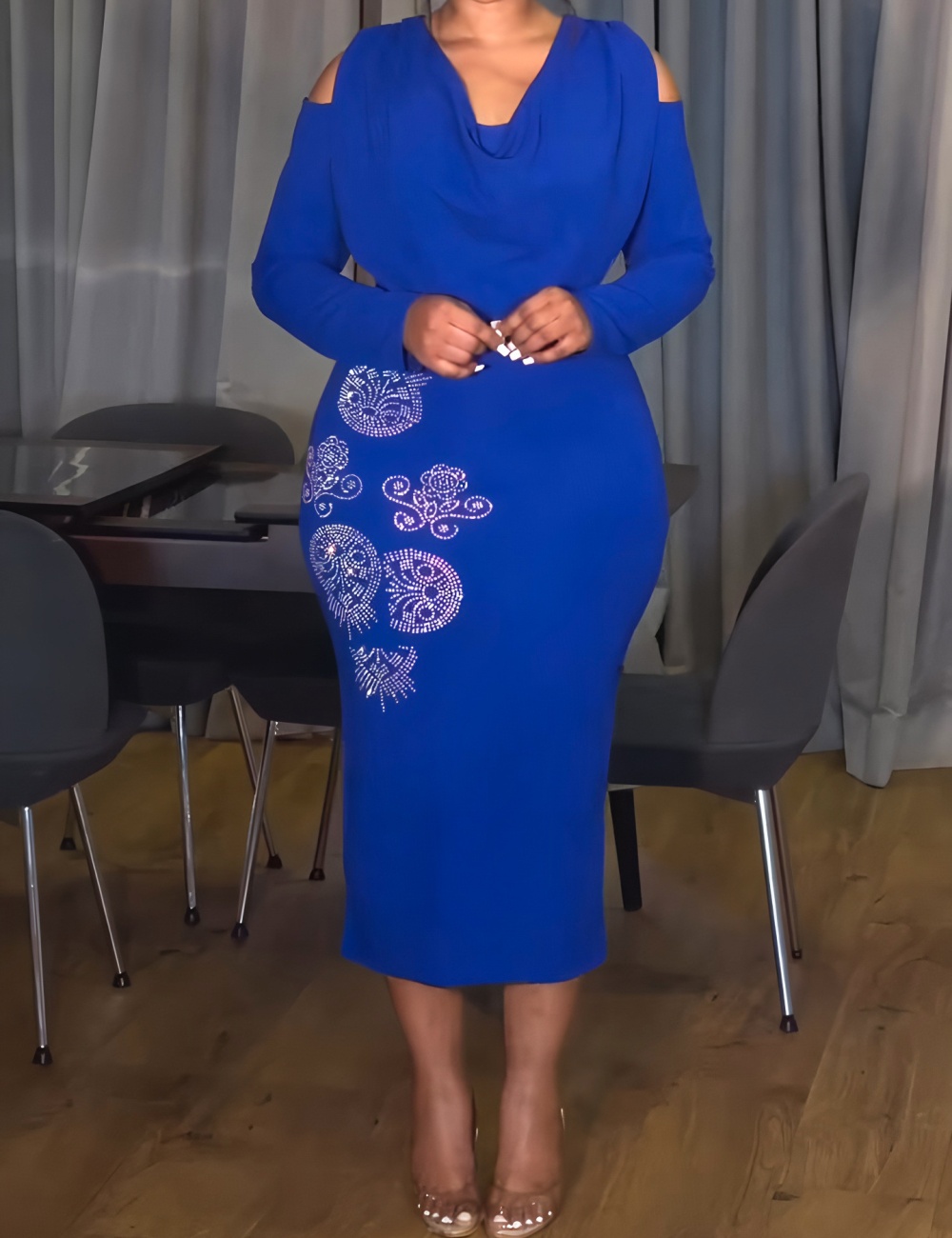 Slim elegant long sleeve dress for women