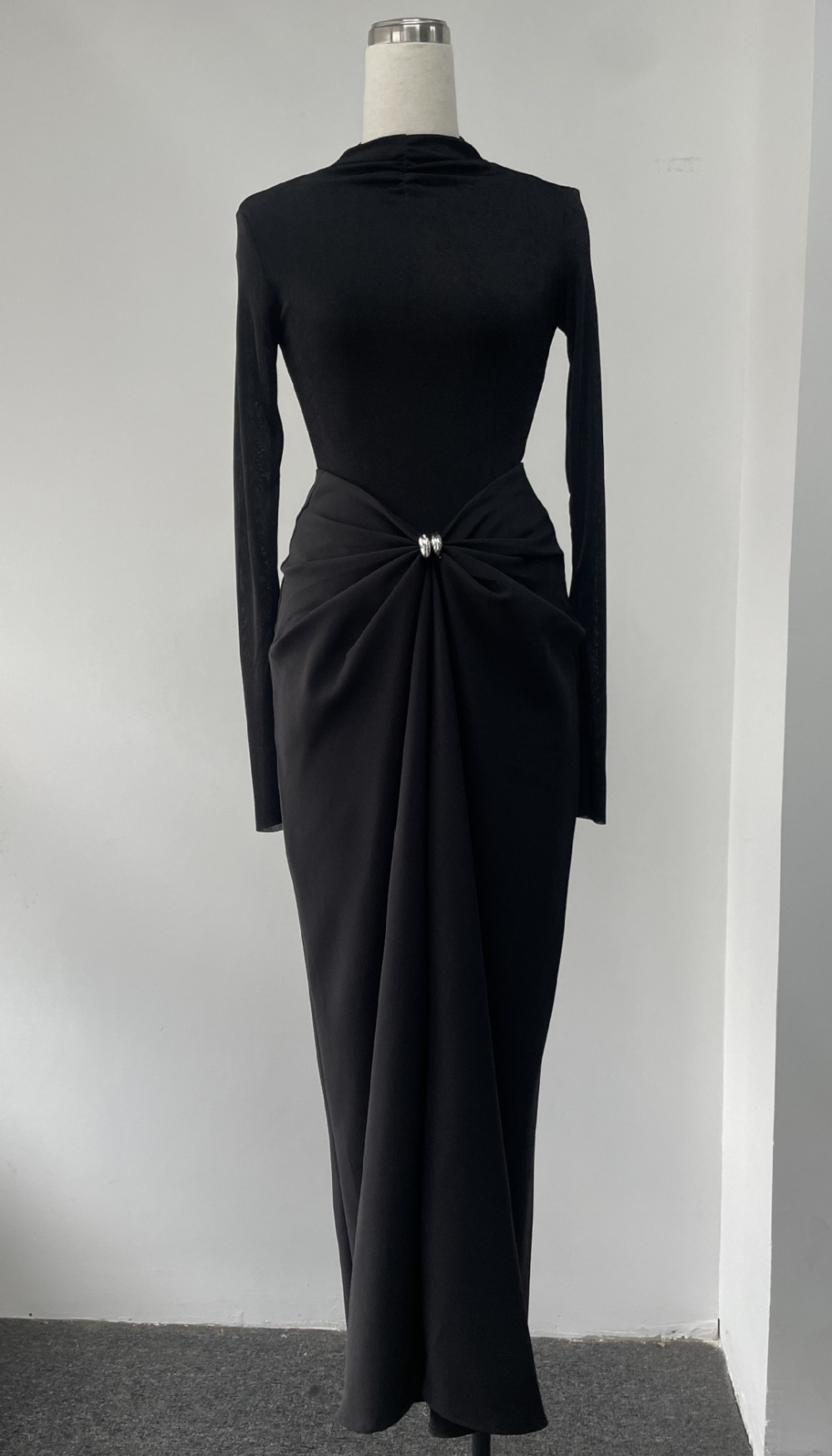 High collar irregular hem tops spring and summer skirt 2pcs set