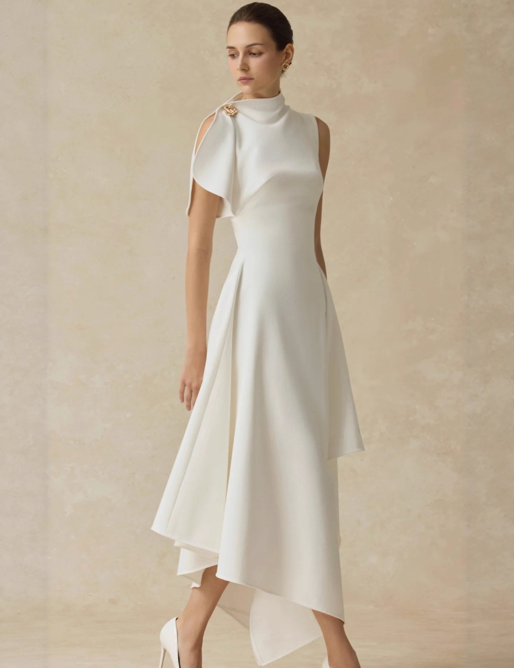 Light pinched waist formal dress long elegant dress