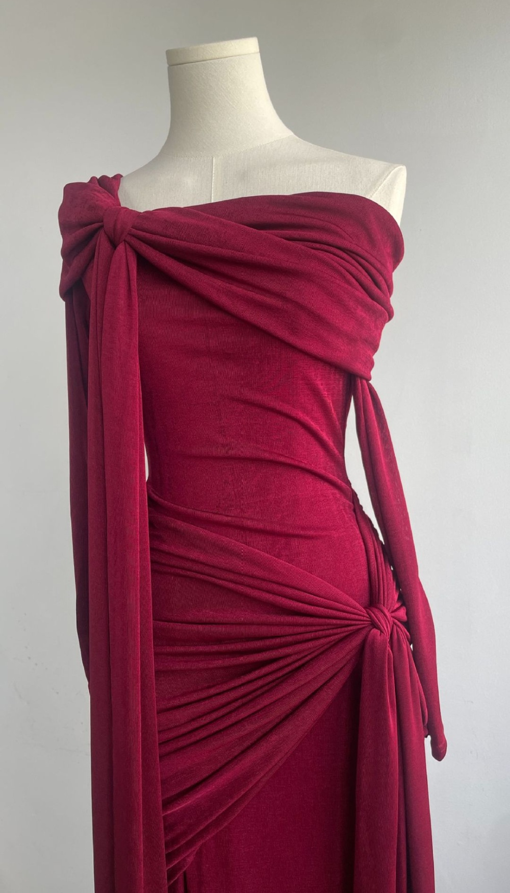 Splice yellow dress flat shoulder streamer long dress