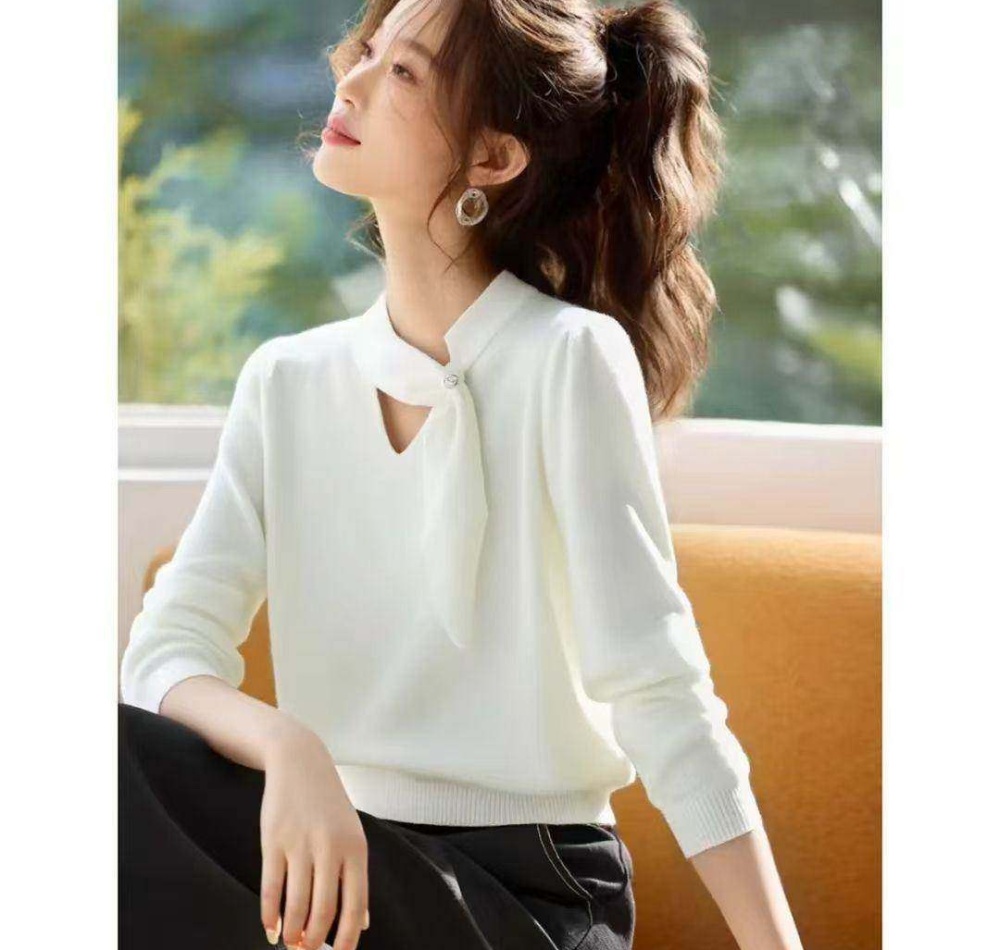 Bottoming streamer tops long sleeve sweater for women
