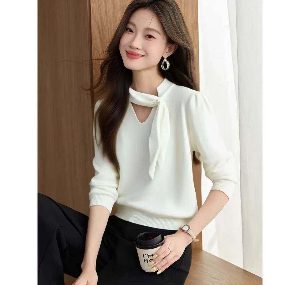 Bottoming streamer tops long sleeve sweater for women