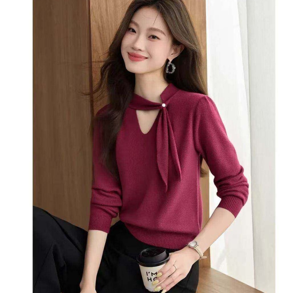 Bottoming streamer tops long sleeve sweater for women