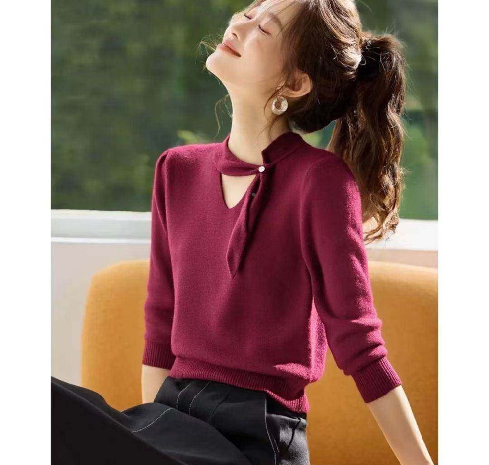 Bottoming streamer tops long sleeve sweater for women