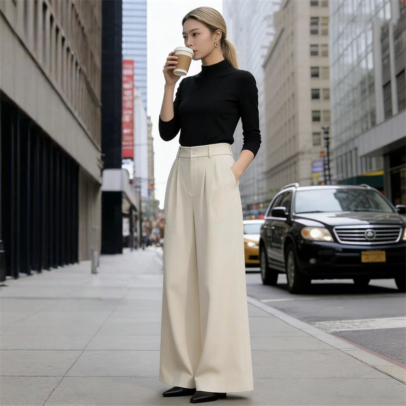 Slim wide leg pants suit pants for women