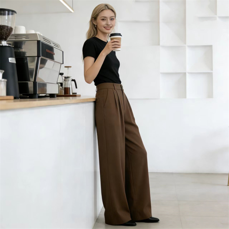 Slim wide leg pants suit pants for women