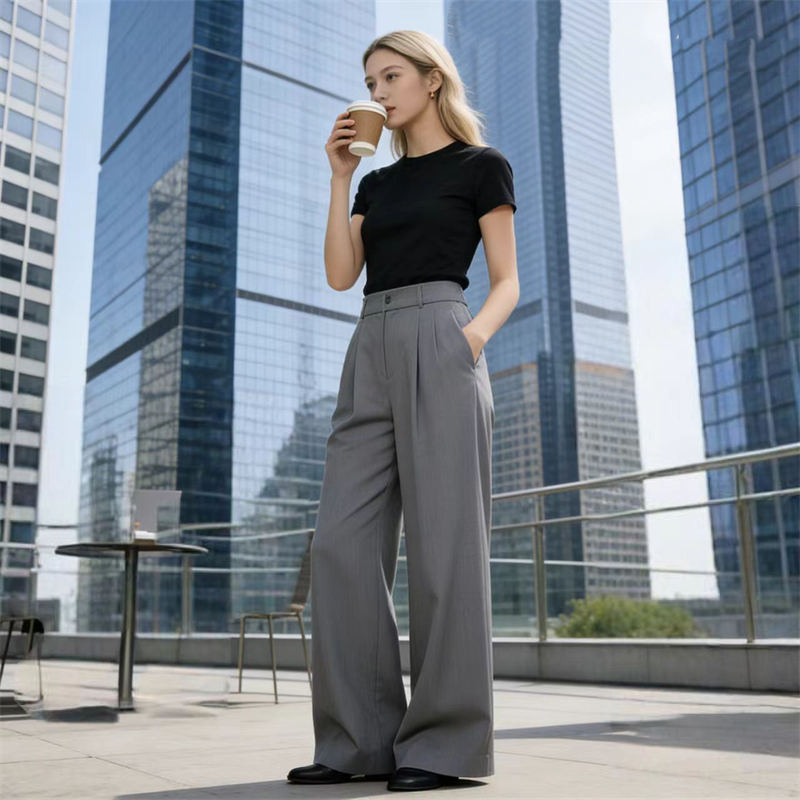 Slim wide leg pants suit pants for women