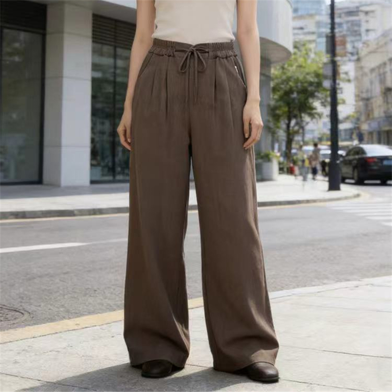 Drape wide leg pants high waist casual pants for women