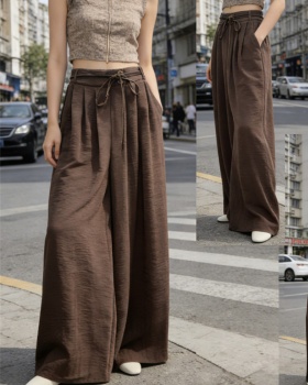 Drape high waist loose wide leg pants slim wear straight sweatpants