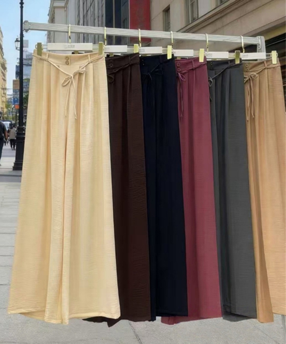 Drape high waist loose wide leg pants slim wear straight sweatpants