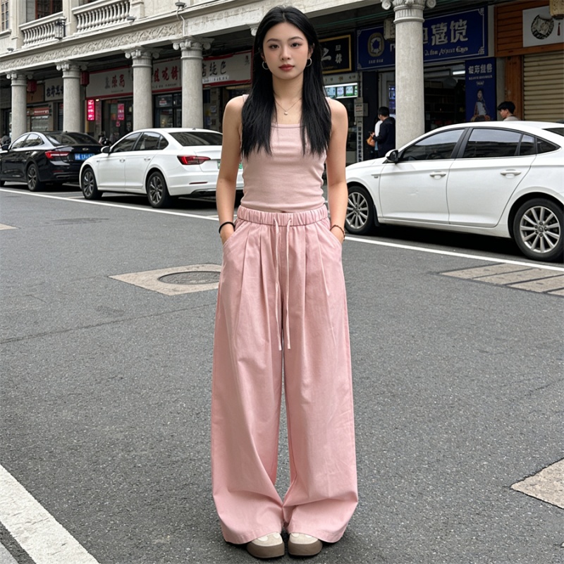Drape white pants Casual lazy wide leg pants for women