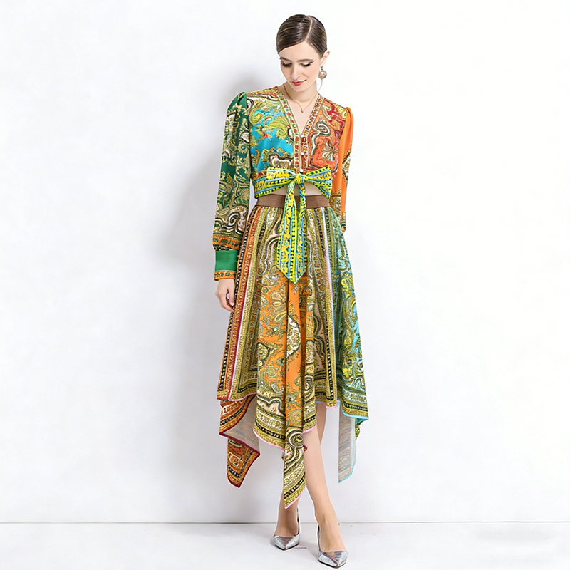 Vacation irregular elegant temperament long skirt a set