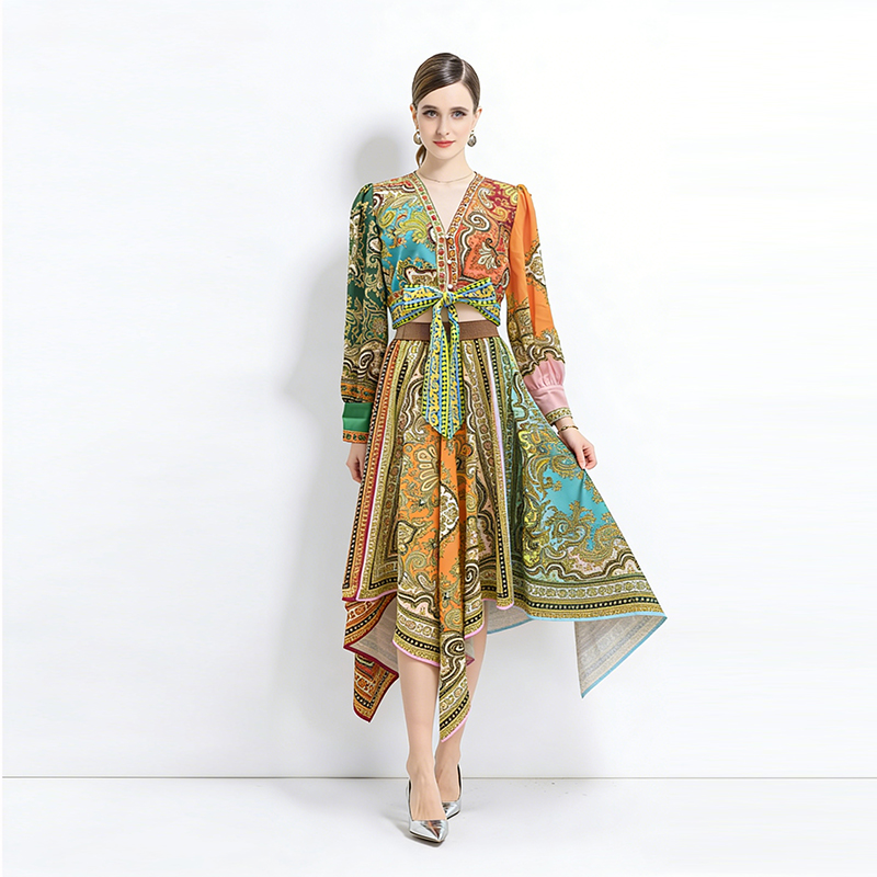 Vacation irregular elegant temperament long skirt a set