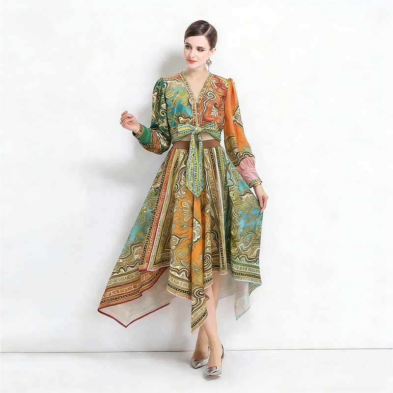 Vacation irregular elegant temperament long skirt a set