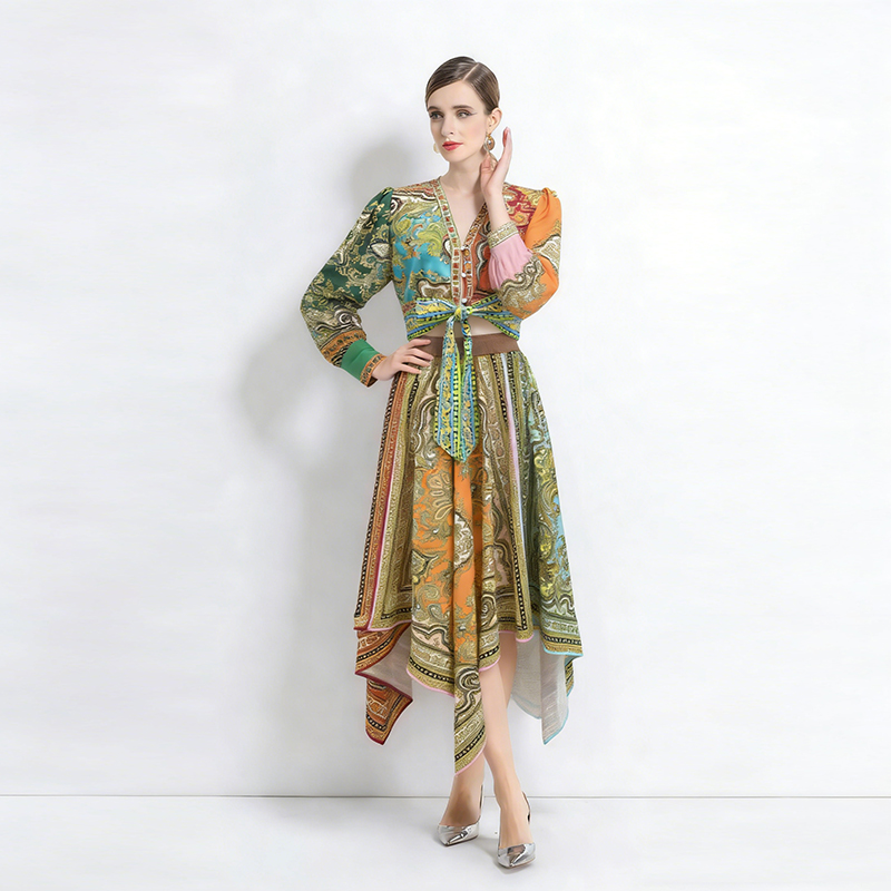 Vacation irregular elegant temperament long skirt a set