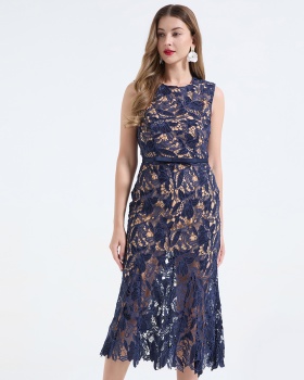 Stereoscopic mermaid lace high waist slim dress