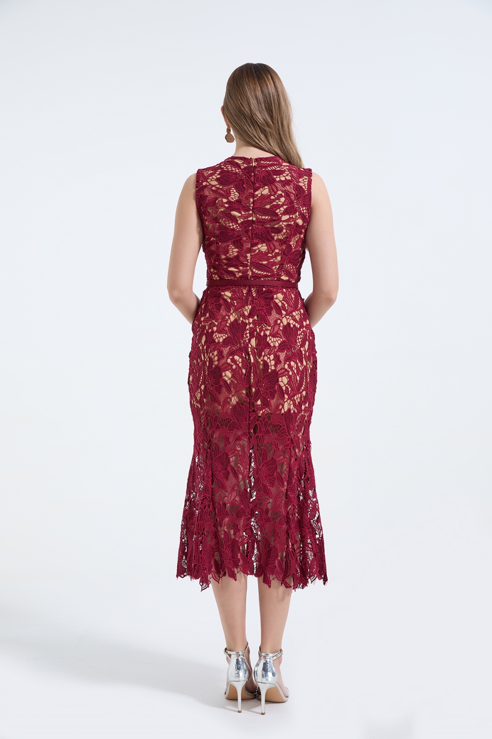 Stereoscopic mermaid lace high waist slim dress