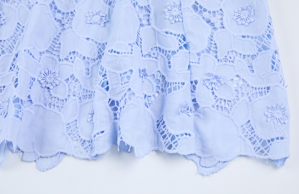 Shirt collar stereoscopic splice lace flowers dress