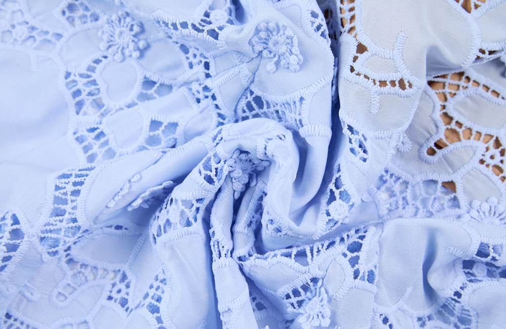 Shirt collar stereoscopic splice lace flowers dress