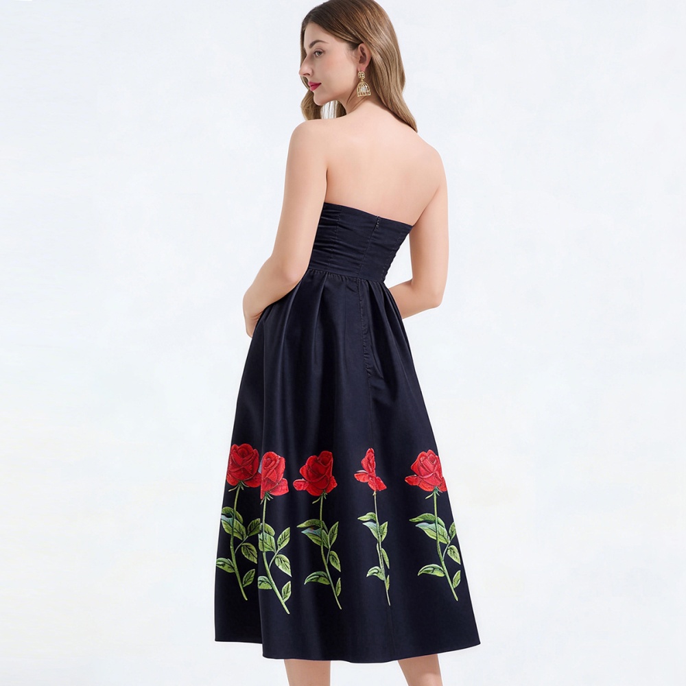 Stereoscopic printing long dress fashion high waist dress