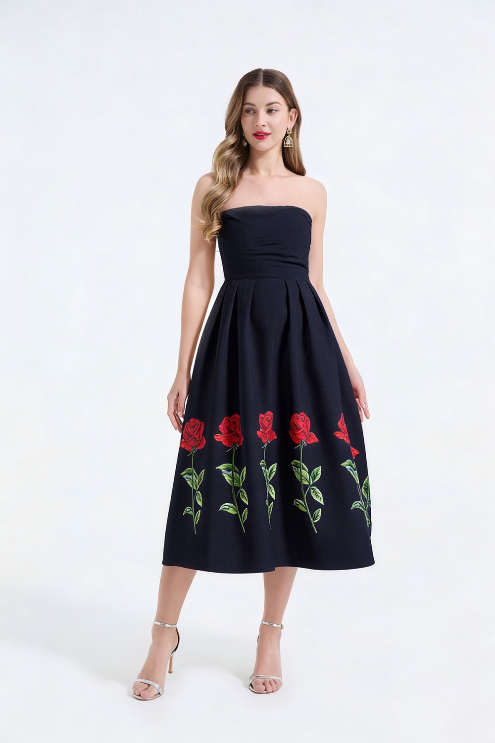 Stereoscopic printing long dress fashion high waist dress