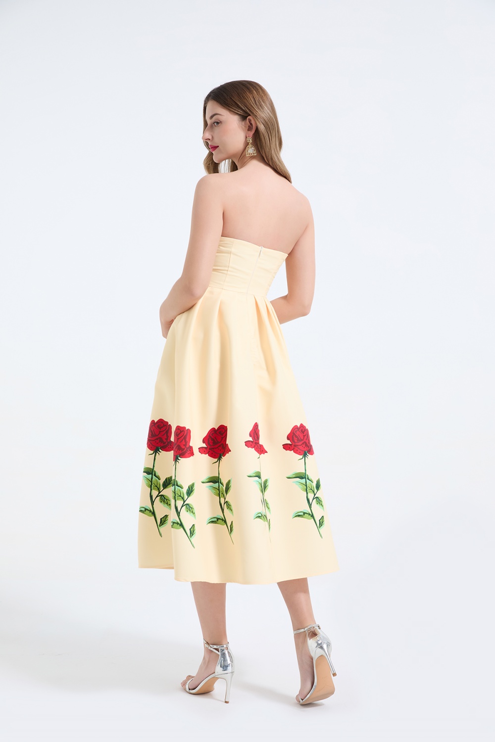 Stereoscopic printing long dress fashion high waist dress