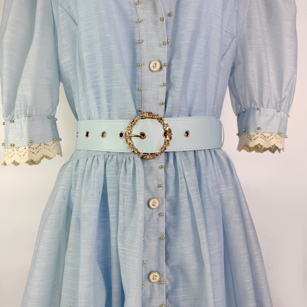 Lapel short sleeve splice European style dress