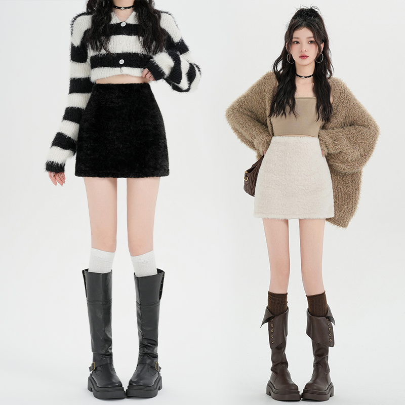 Anti emptied high waist short skirt sweet slim skirt