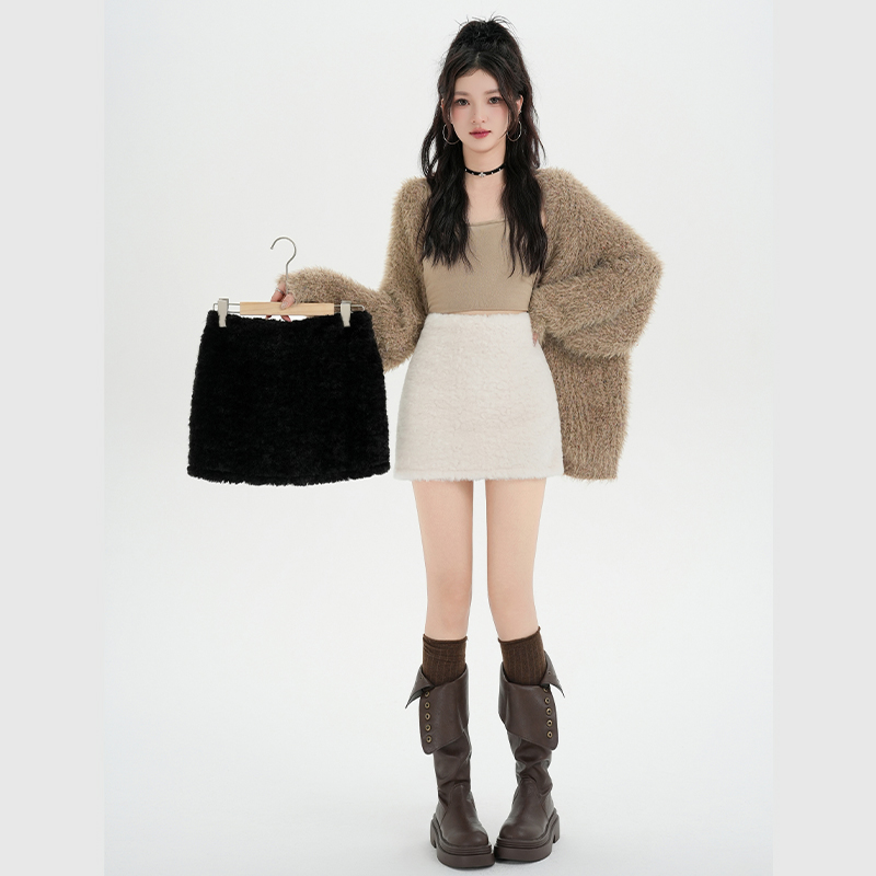 Anti emptied high waist short skirt sweet slim skirt