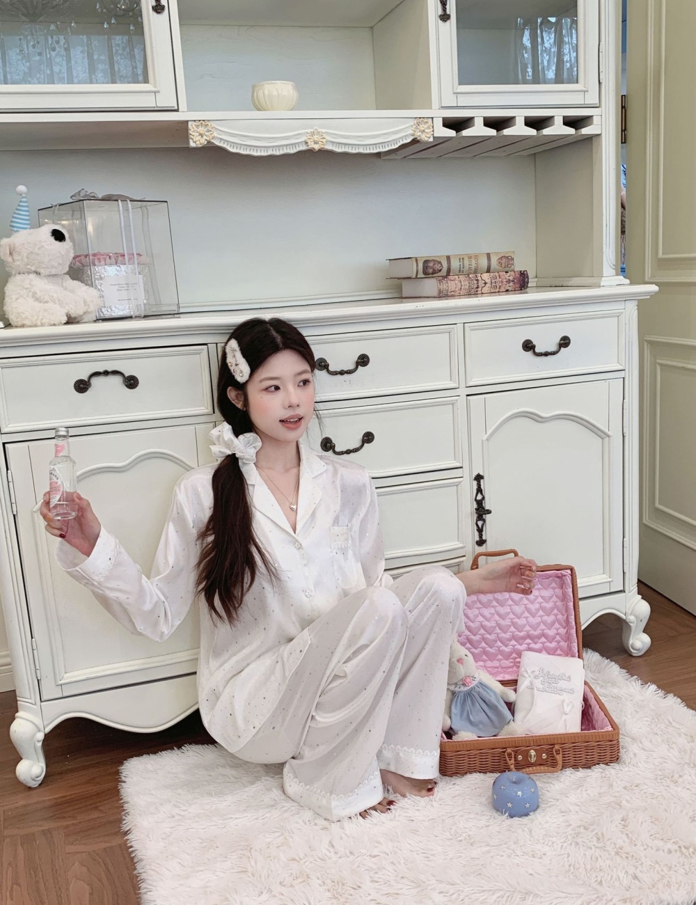 Starry maiden rhinestone homewear sweet pajamas a set