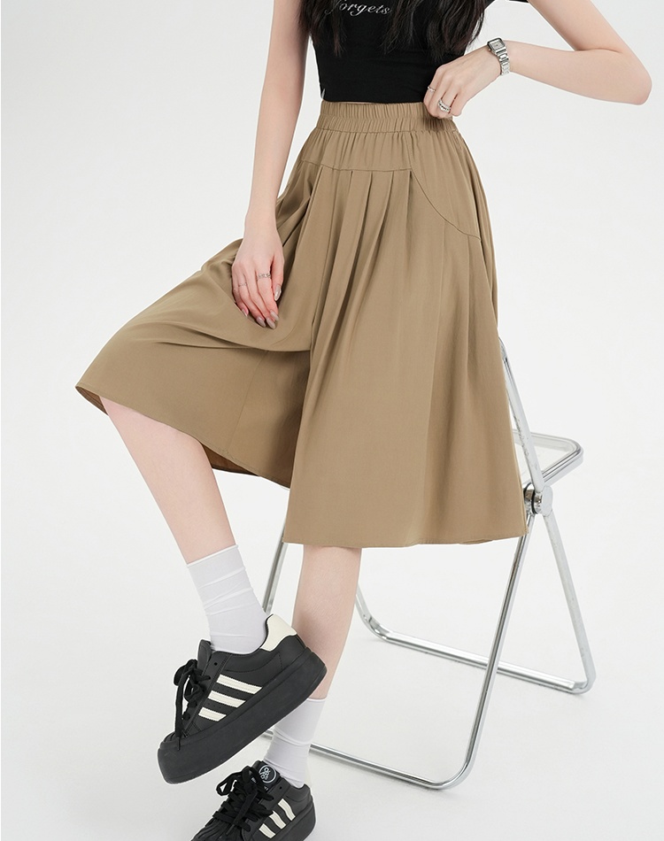 Loose ice silk skirt elastic wide leg pants for women
