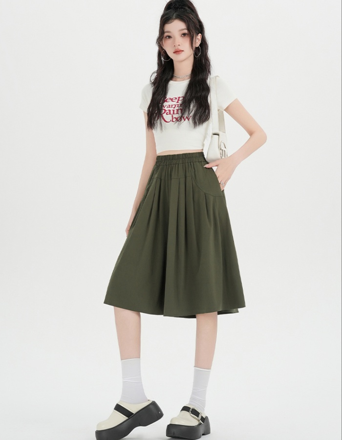 Loose ice silk skirt elastic wide leg pants for women