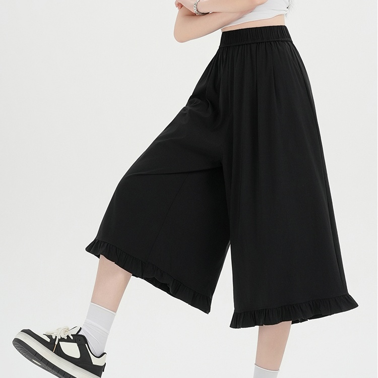 Ice silk fungus spring and summer wide leg pants for women