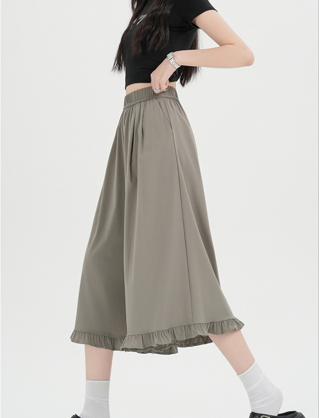 Ice silk fungus spring and summer wide leg pants for women