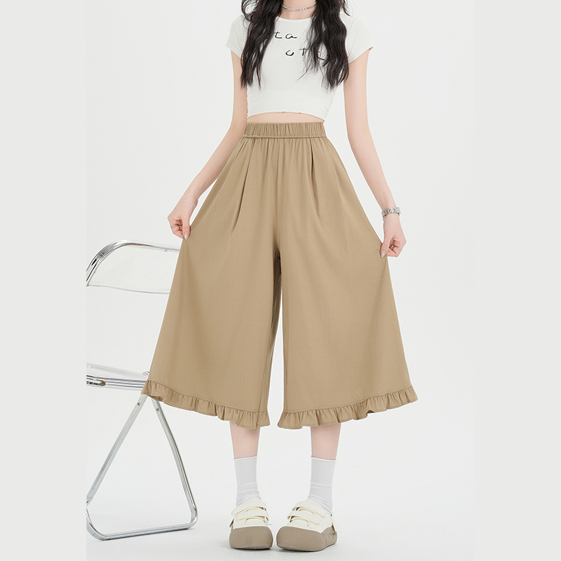 Ice silk fungus spring and summer wide leg pants for women