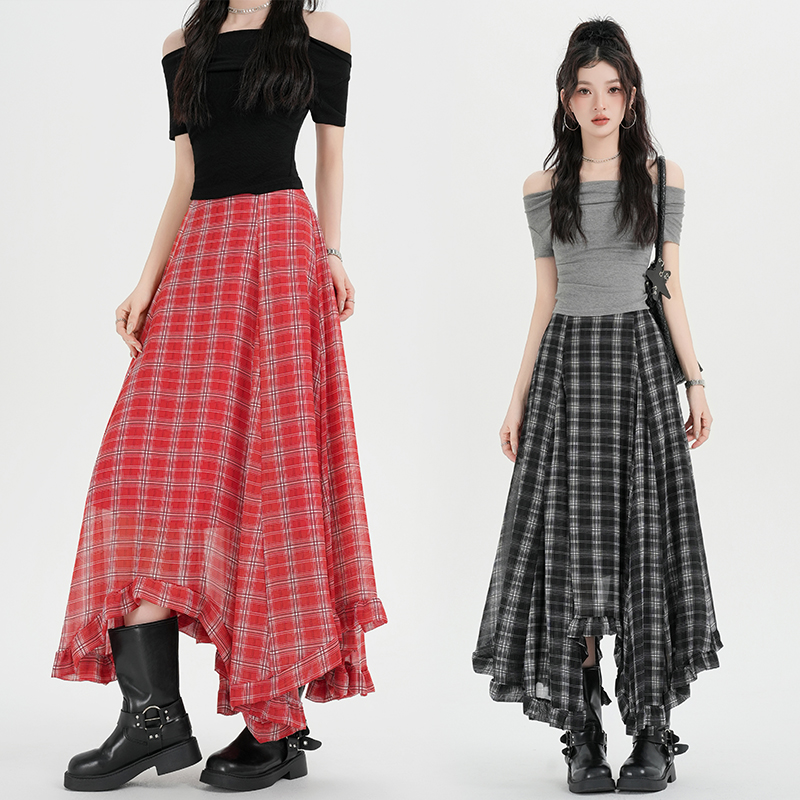 Spring and summer retro skirt vacation long skirt for women