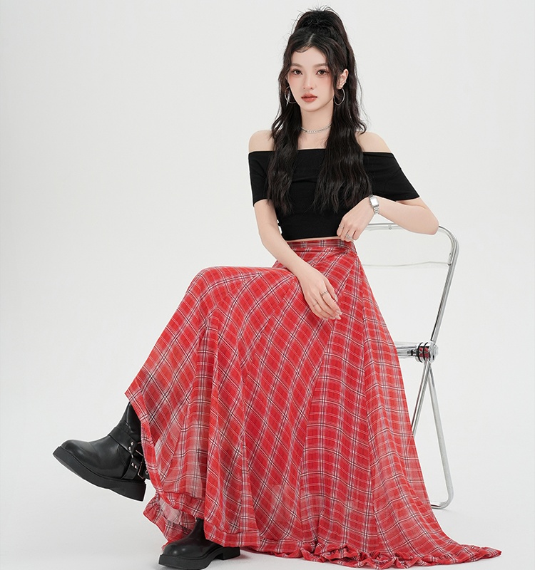 Spring and summer retro skirt vacation long skirt for women