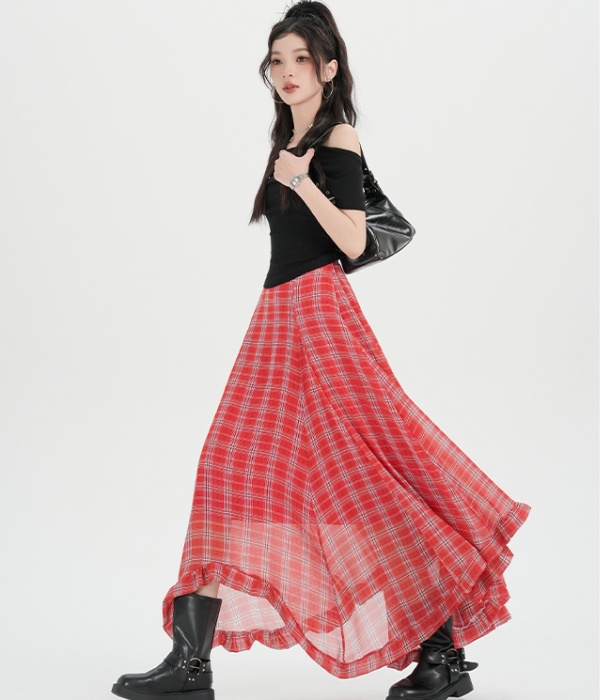 Spring and summer retro skirt vacation long skirt for women