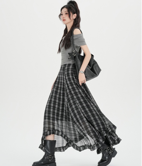 Spring and summer retro skirt vacation long skirt for women