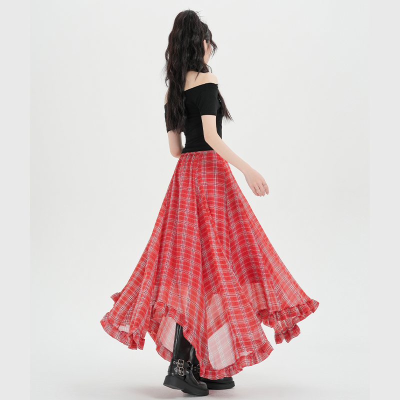 Spring and summer retro skirt vacation long skirt for women