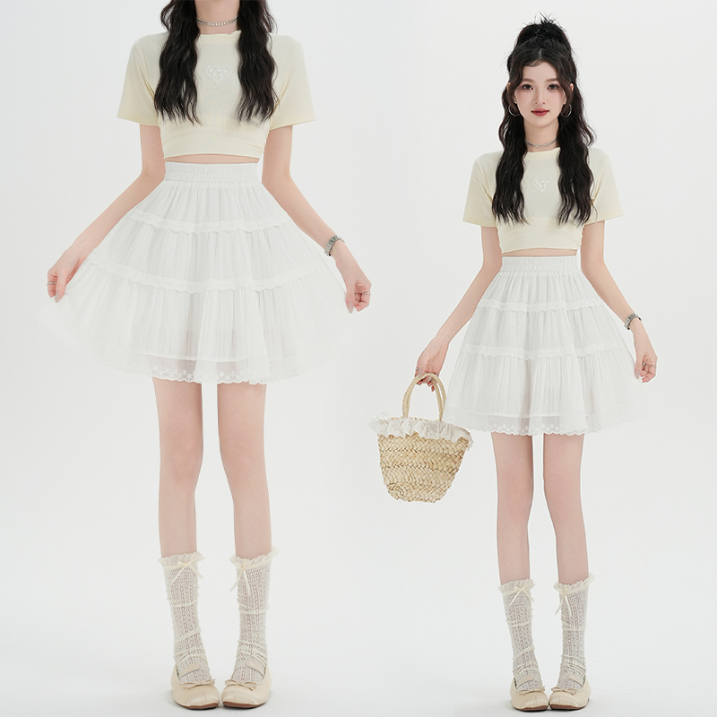 Elastic splice short skirt spring and summer skirt