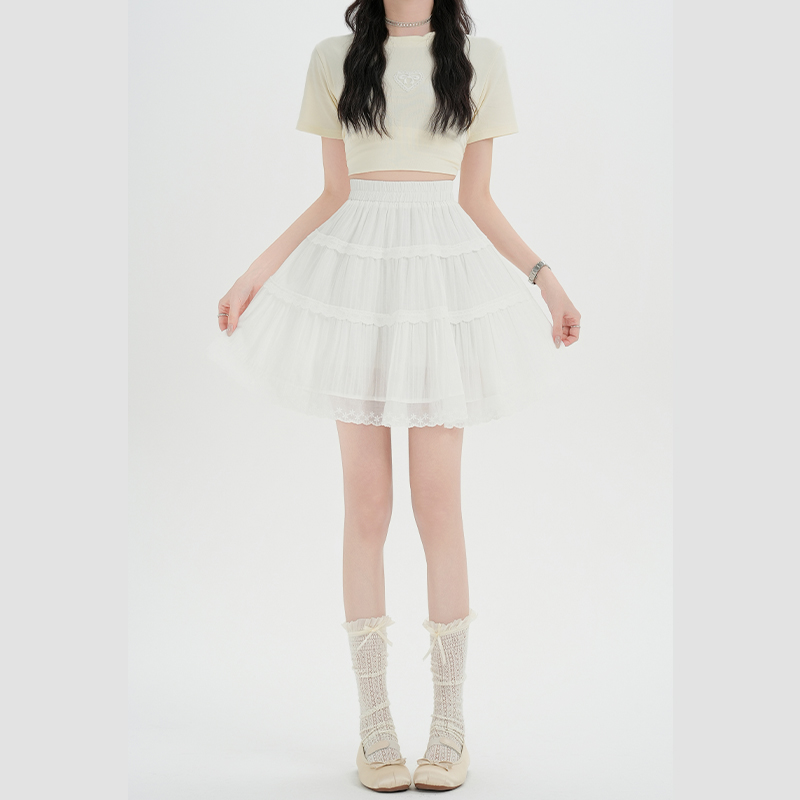 Elastic splice short skirt spring and summer skirt