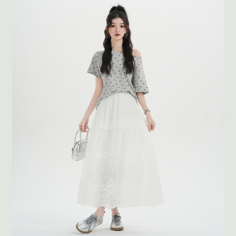 Hollow long long skirt France style skirt for women