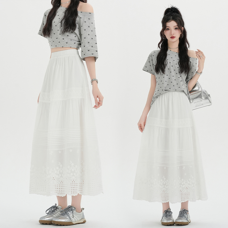 Hollow long long skirt France style skirt for women