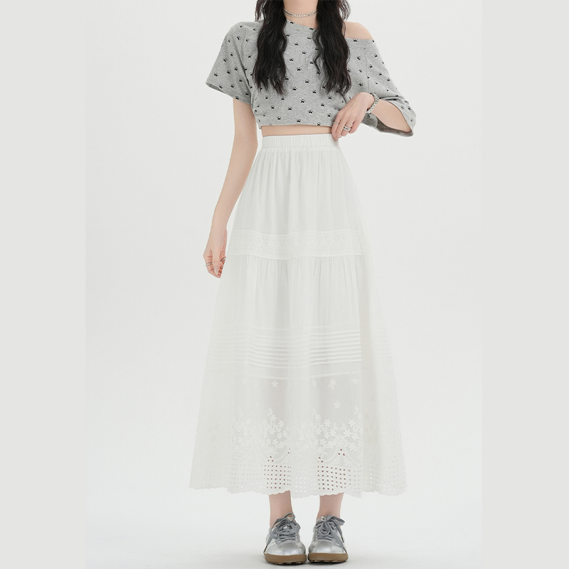 Hollow long long skirt France style skirt for women