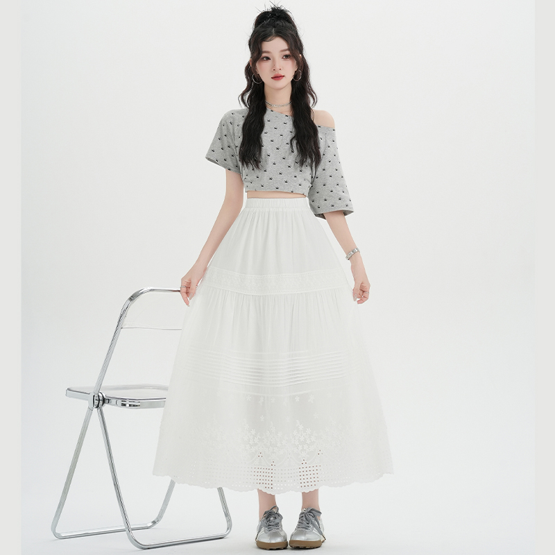 Hollow long long skirt France style skirt for women