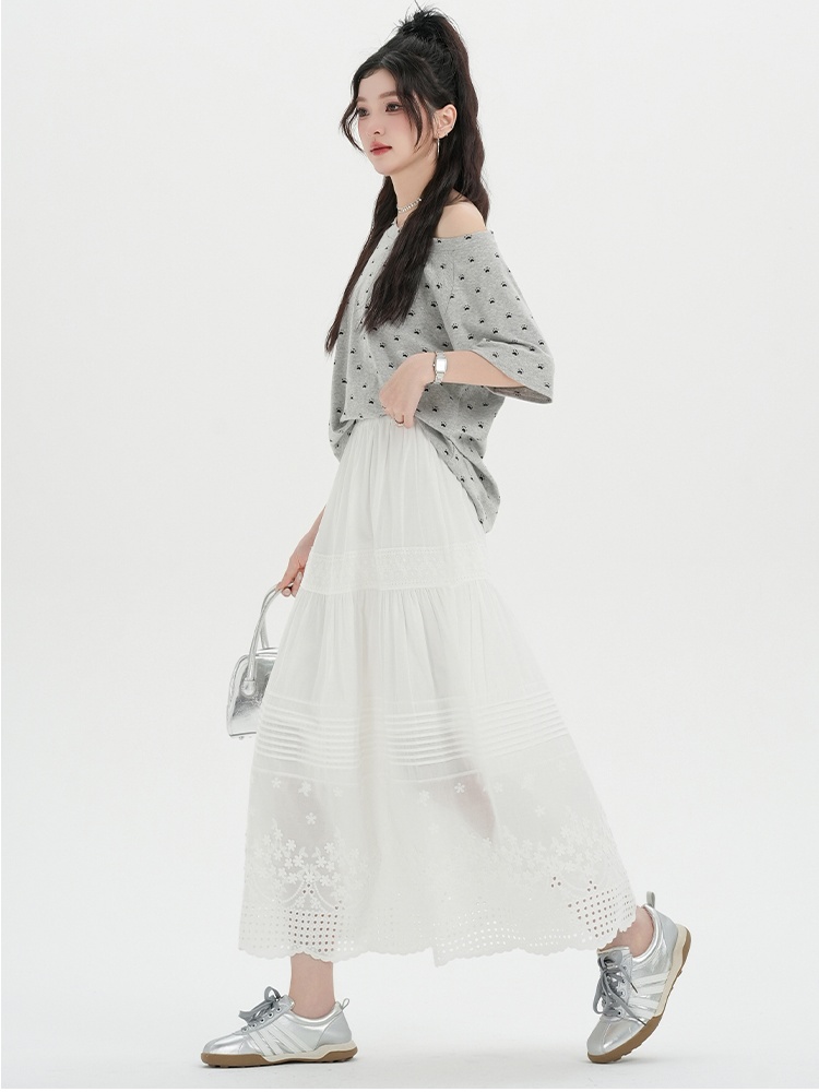 Hollow long long skirt France style skirt for women